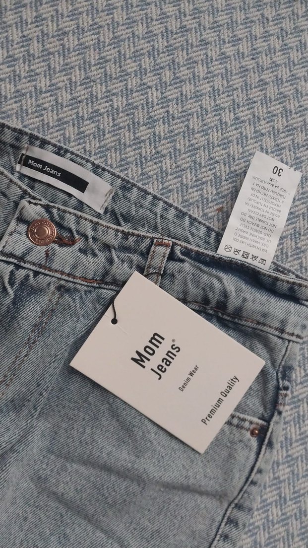 Gri Kadın Mom Jean Rahat Kesim - Görsel 3