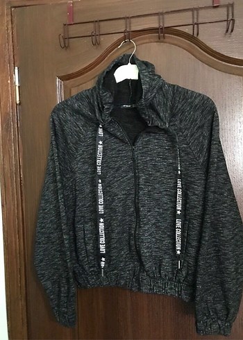 Gri Bomber Model Kadın Fermuarlı Ceket