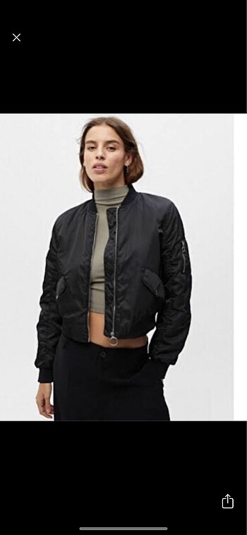 Pull and Bear pull bear dantel seritli elbise hafif bomber ceket