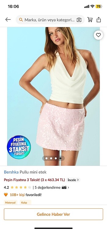 bershka pullu mini etek