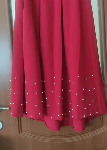 Bordo Pilili Uzun Kadın Etek - Görsel 7