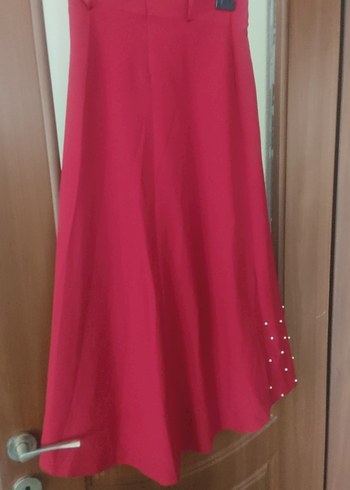 Bordo Pilili Uzun Kadın Etek - Görsel 8