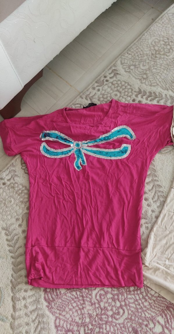 Dantel Detaylı Pembe Baskılı Hamile Tişörtü - Görsel 2