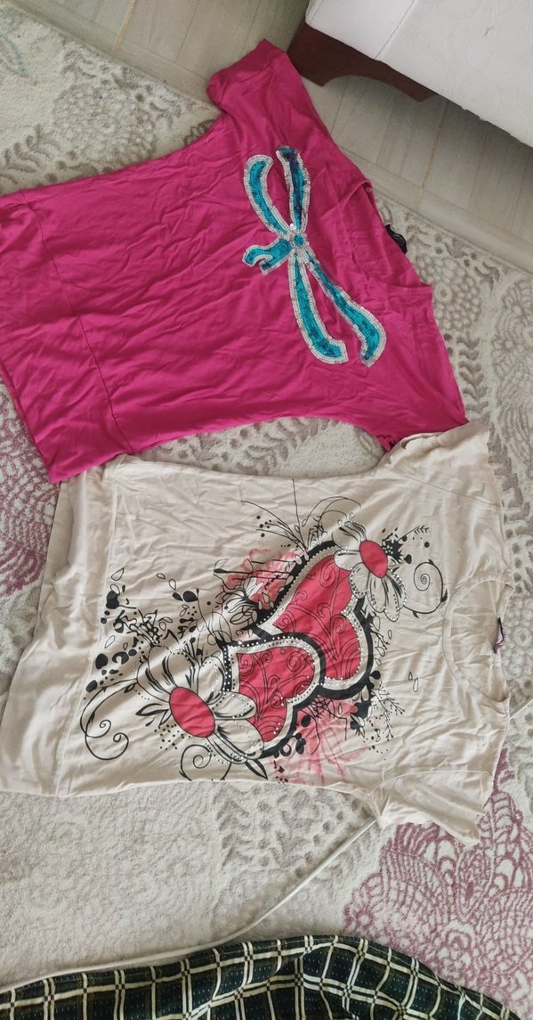 Dantel Detaylı Pembe Baskılı Hamile Tişörtü - Görsel 4