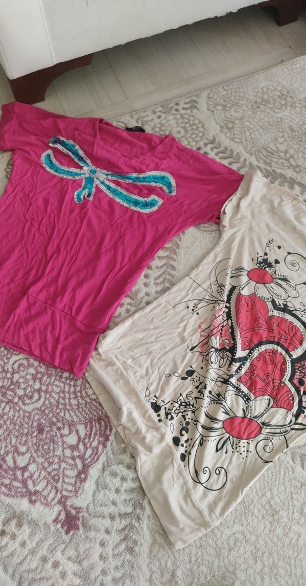 Dantel Detaylı Pembe Baskılı Hamile Tişörtü - Görsel 5