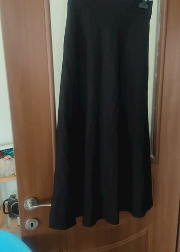 Düğmeli Siyah Uzun Salaş Etek - Görsel 6
