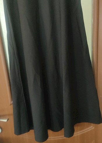 Düğmeli Siyah Uzun Salaş Etek - Görsel 4