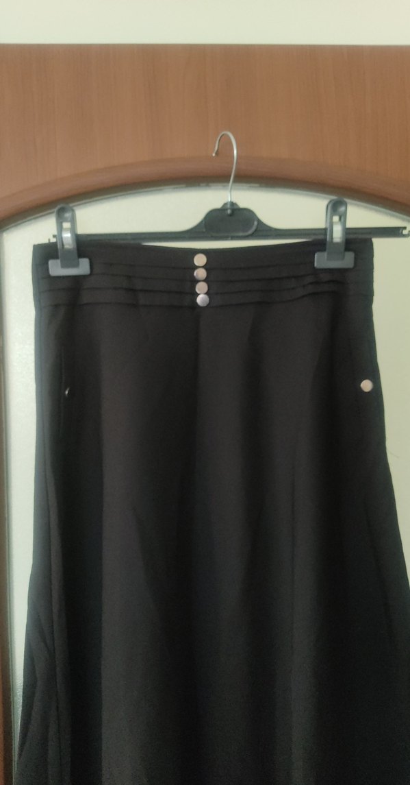 Düğmeli Siyah Uzun Salaş Etek - Görsel 5