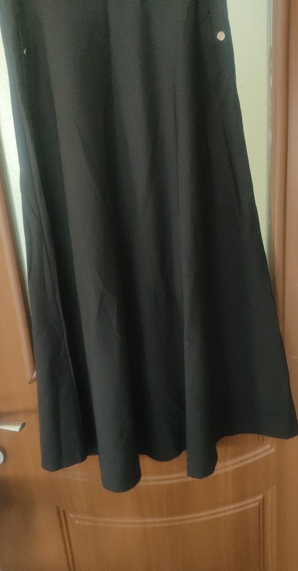 Düğmeli Siyah Uzun Salaş Etek - Görsel 4