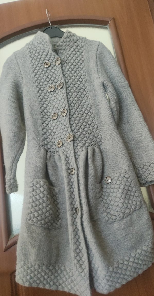 Gri Uzun Örgü Kadın Hırka - Görsel 4