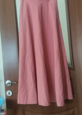 Pembe Uzun Drapeli Kadın Etek - Görsel 2