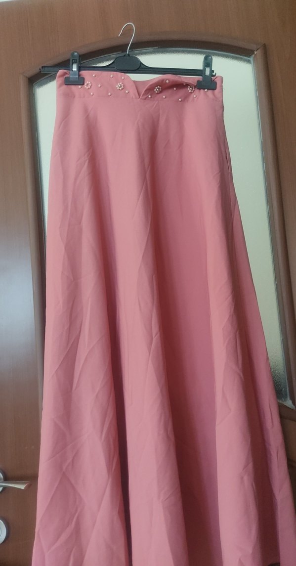 Pembe Uzun Drapeli Kadın Etek - Görsel 5