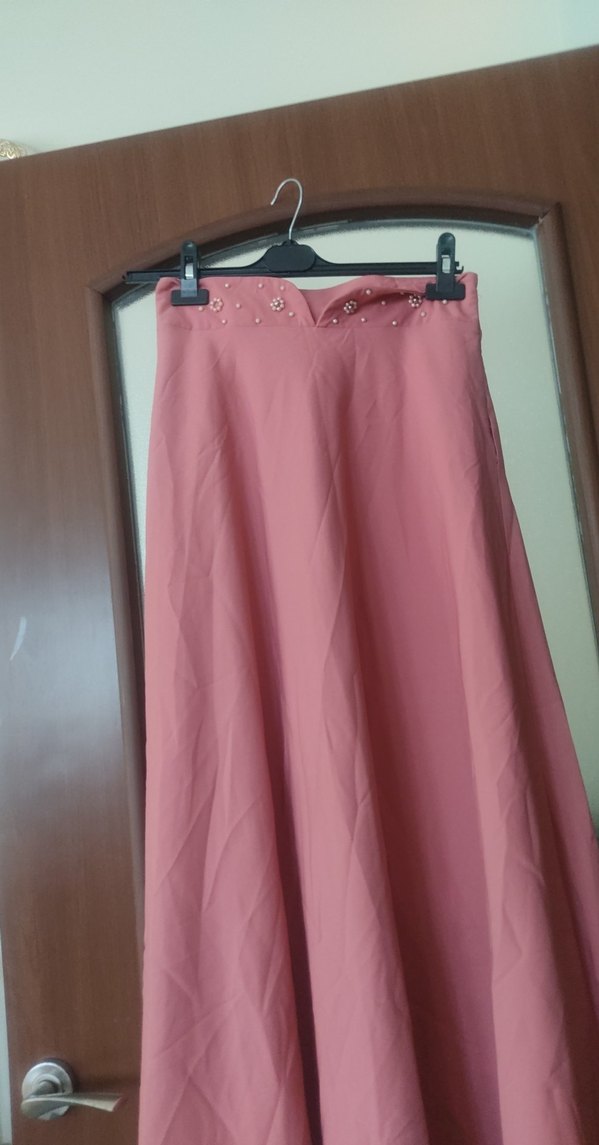 Pembe Uzun Drapeli Kadın Etek - Görsel 4