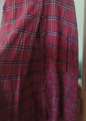 Bordo Kareli Uzun Kadın Kaban - Görsel 6