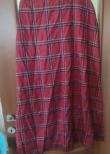 Bordo Kareli Uzun Kadın Kaban - Görsel 8