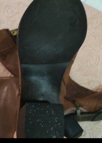 vintage Kahverengi Deri Tokalı Dizüstü Kadın Çizme - Görsel 7