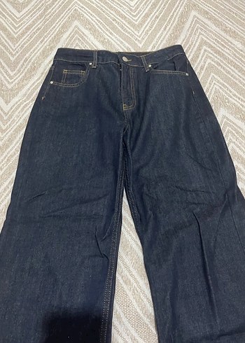 Lacivert Bol Kesim Midi Kadın Kot Pantolon - Görsel 2