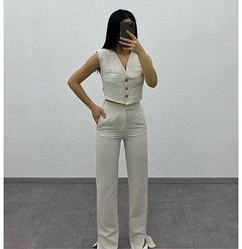 Bej crop yelek