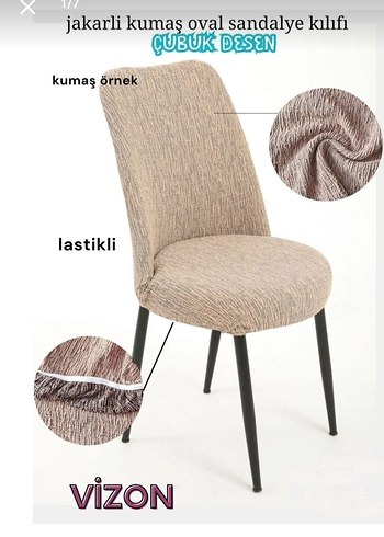 Lastikli Gri Jakarlı Oval Sandalye Kılıfı - Görsel 2