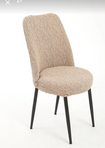 Lastikli Gri Jakarlı Oval Sandalye Kılıfı - Görsel 3