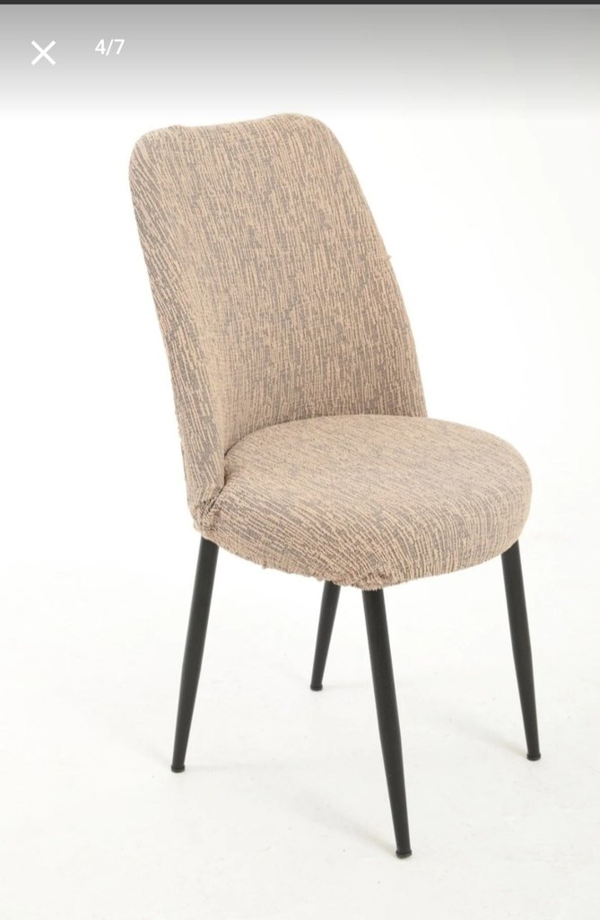 Lastikli Gri Jakarlı Oval Sandalye Kılıfı - Görsel 3