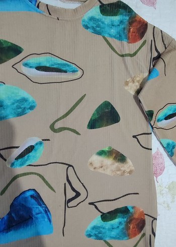 Diğer Pastel Renkli Baskılı Kadın Uzun Kolllu tunik