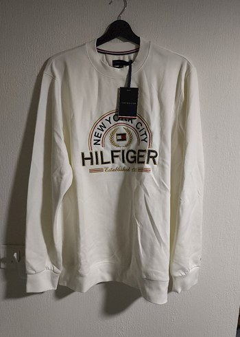 Erkek Beyaz HILFIGER Baskılı Sweatshirt - Görsel 8