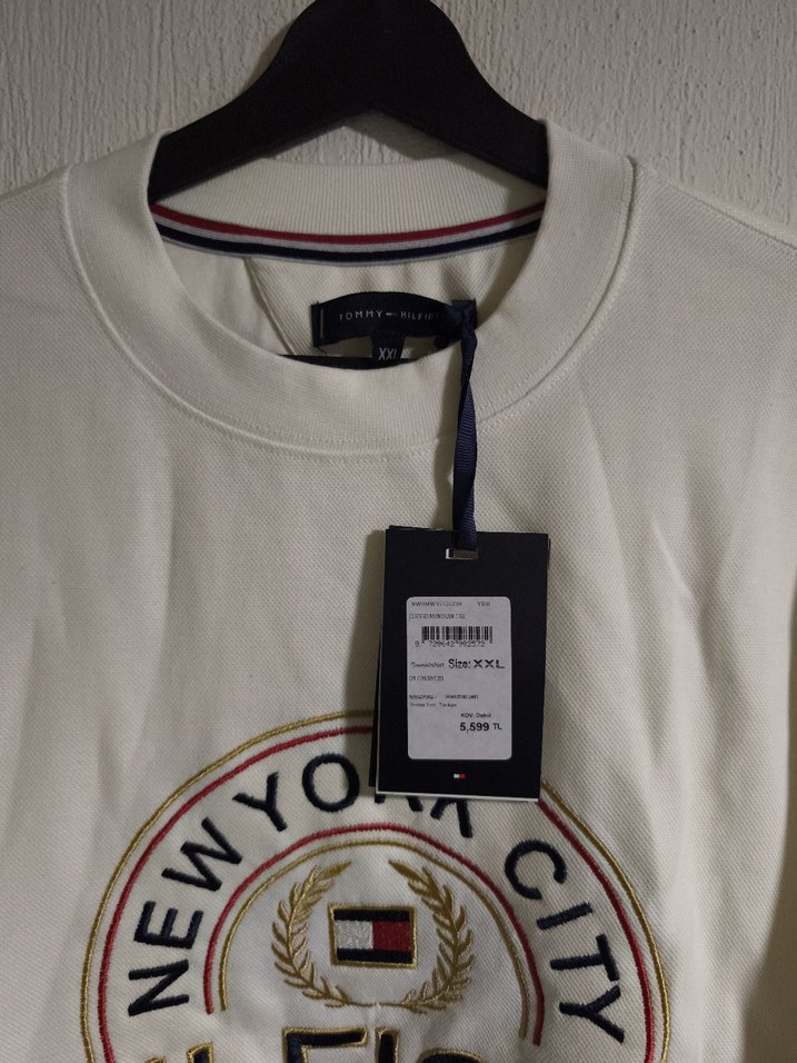 Erkek Beyaz HILFIGER Baskılı Sweatshirt - Görsel 2