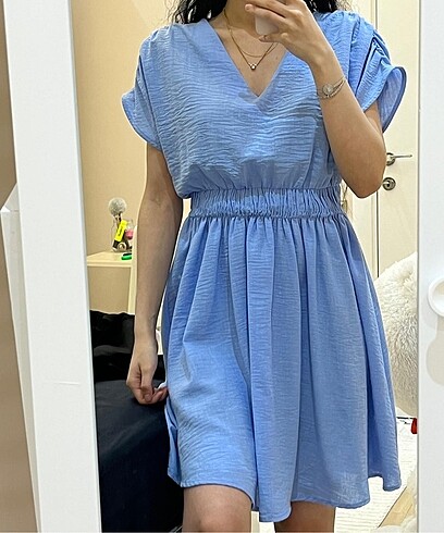 mavi yazlık elbise