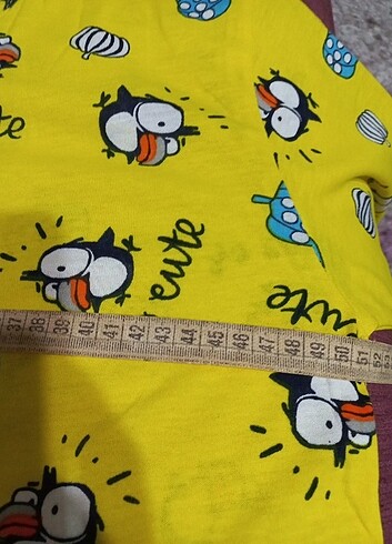 l Beden sarı Renk Uzun kollu penye pijama takim