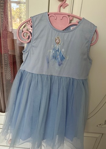LC Waikiki Kız Çocuk Mavi Nakışlı Elbise