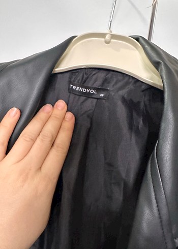 Kadın Siyah Deri Blazer Ceket - Görsel 2