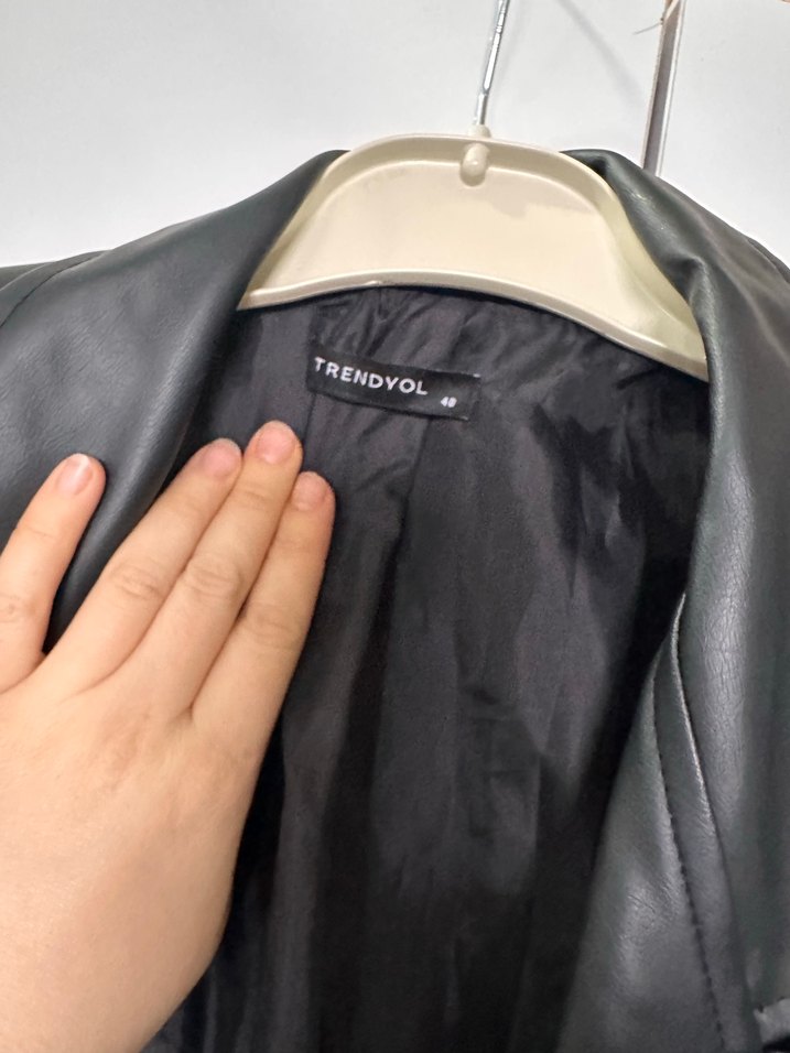 Kadın Siyah Deri Blazer Ceket - Görsel 2