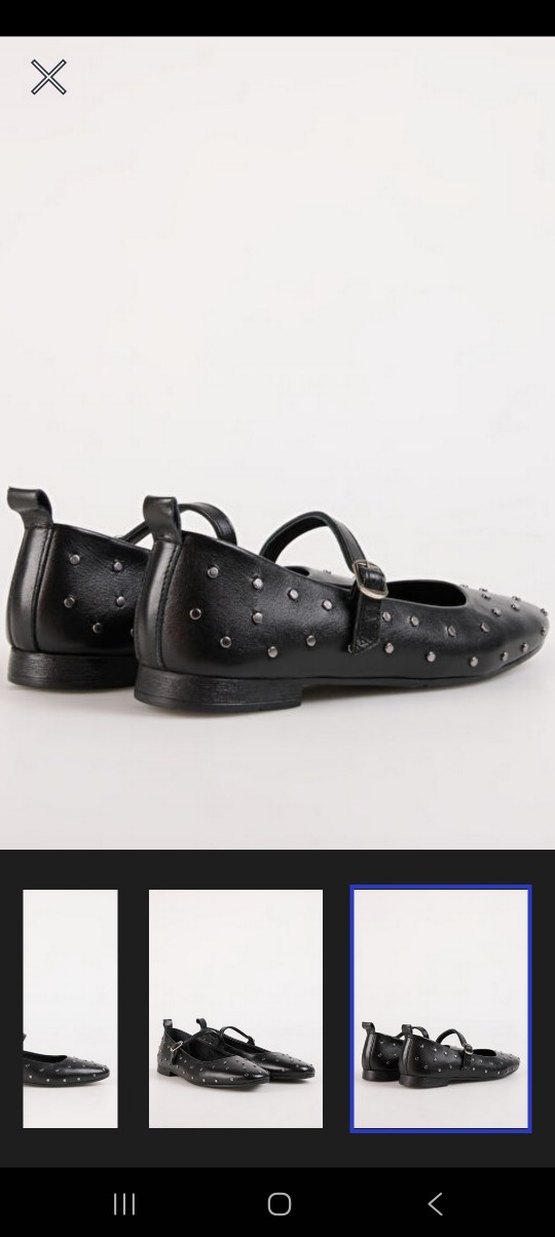 Fabrika Siyah Deri  Kadın Babet - Görsel 2