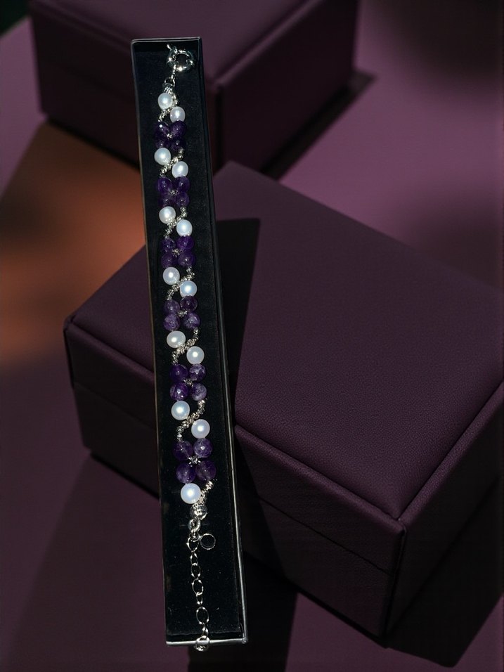 Doğaltaş ametist ve inci - Görsel 3