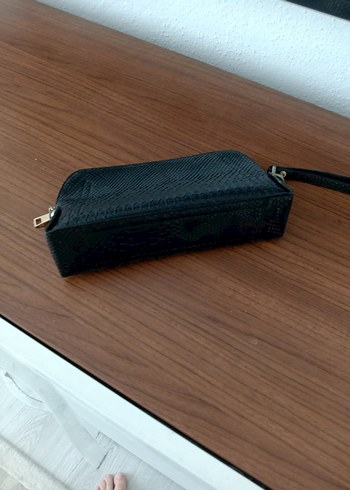 Beden siyah Renk Deri Siyah Yılan Desenli Fermuarlı Kadın Cüzdan çanta