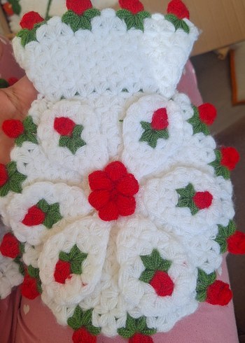 Çiçek Desenli Beyaz Örgü lif modeli - Görsel 2