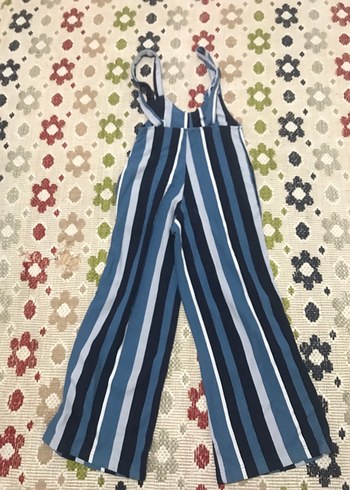 Kadın Mavi Çizgili Uzun Bohem Tulum - Görsel 2