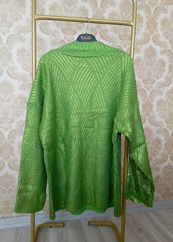 Yeşil Triko Boğazlı Salaş Kadın Kazak - Görsel 14