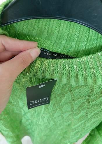 Yeşil Triko Boğazlı Salaş Kadın Kazak - Görsel 8