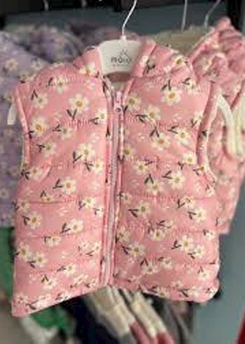 Kız Çocuk Kapüşonlu Pembe Çiçekli Yelek - Görsel 4