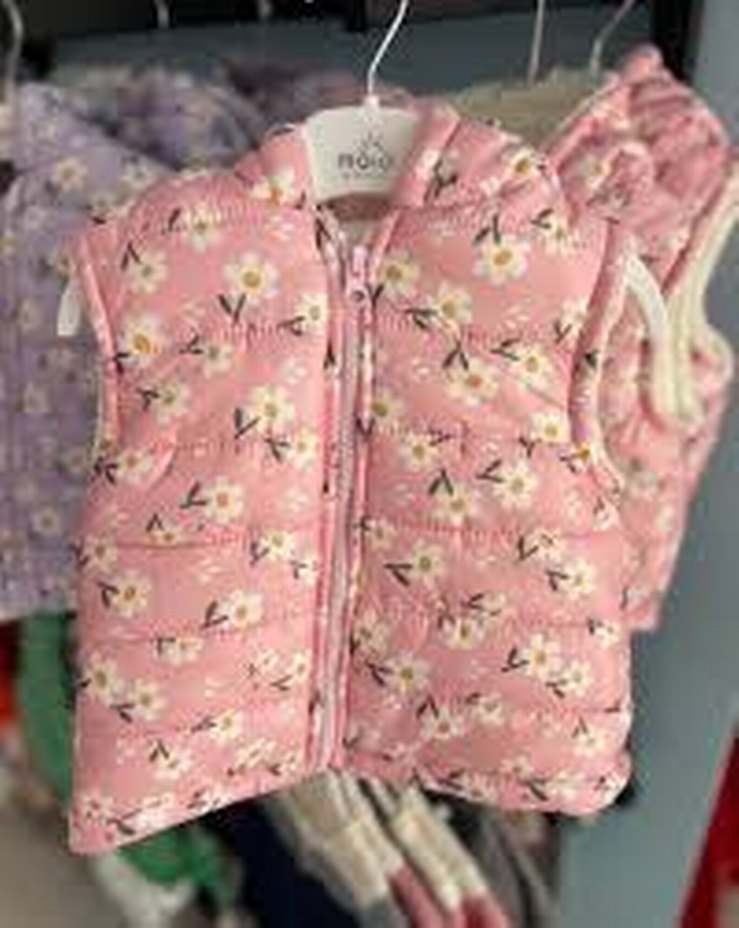 Kız Çocuk Kapüşonlu Pembe Çiçekli Yelek - Görsel 4