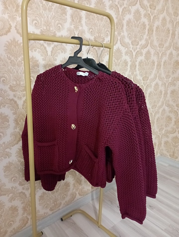 Bordo Zara Hırka - Görsel 3