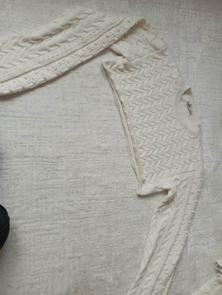 Bej Triko Bolero, Uzun Kollu, Boğazlı - Görsel 2