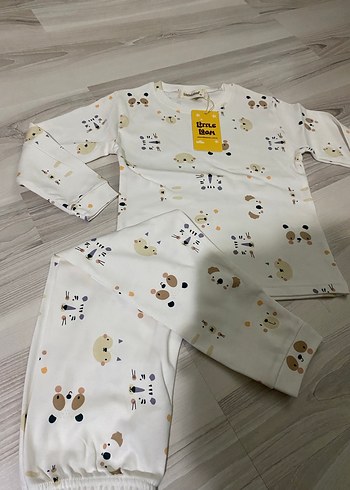 Beyaz Baskılı Pamuklu Çocuk Pijaması - Görsel 3