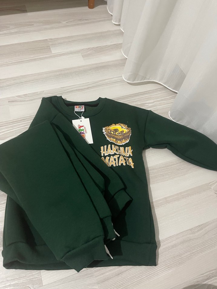 Erkek Çocuk Koyu Yeşil Baskılı Eşofman Takımı - Görsel 5