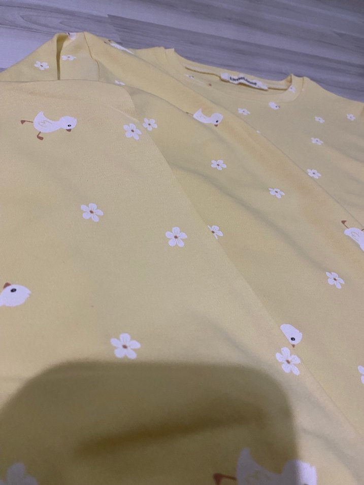 Sarı Baskılı Kız pijama Uzun Kollu - Görsel 2