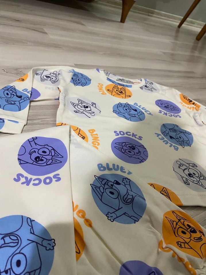 Renkli Baskılı  pijama takımı - Görsel 4