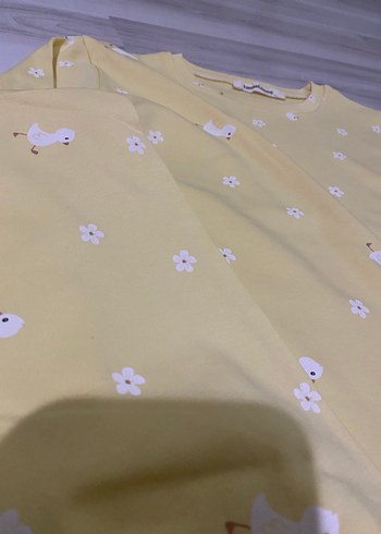 Sarı Baskılı Kız  Uzun Kollu pijama - Görsel 2