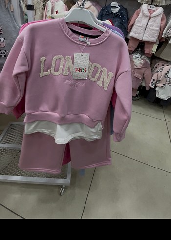Kız Çocuk Pembe Dantelli Sweatshirt takım - Görsel 2